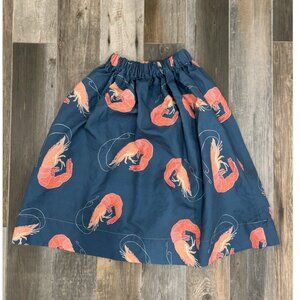 (?) HANDMADE UNIQUE RARE CHATHAM HOUSE PRAWN / SHRIMP PRINT COASTAL MIDI SKIRT